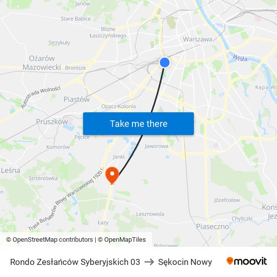 Rondo Zesłańców Syberyjskich 03 to Sękocin Nowy map