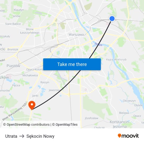 Utrata to Sękocin Nowy map