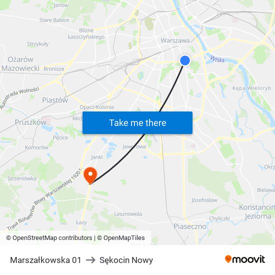 Marszałkowska 01 to Sękocin Nowy map