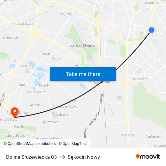 Dolina Służewiecka 03 to Sękocin Nowy map