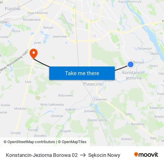 Konstancin-Jeziorna Borowa 02 to Sękocin Nowy map