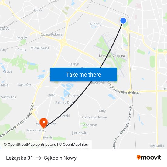 Leżajska 01 to Sękocin Nowy map