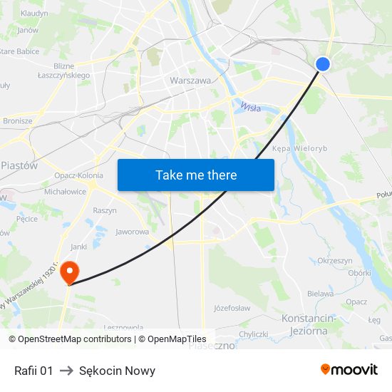 Rafii to Sękocin Nowy map