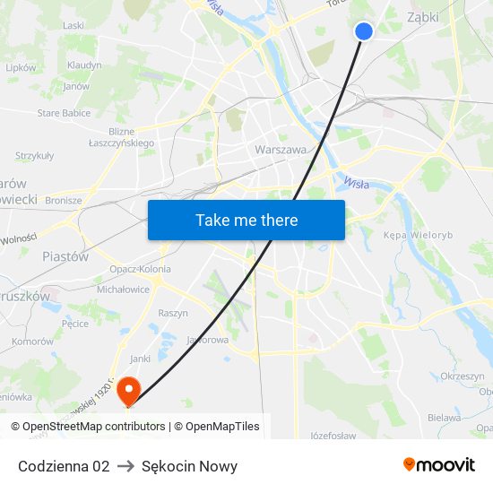 Codzienna 02 to Sękocin Nowy map