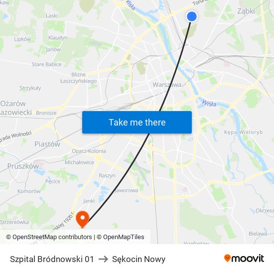 Szpital Bródnowski 01 to Sękocin Nowy map