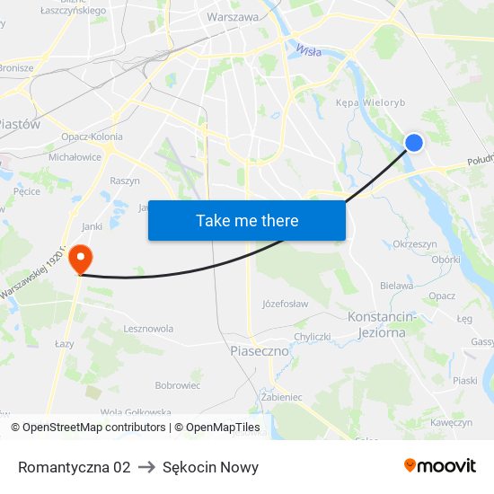 Romantyczna 02 to Sękocin Nowy map