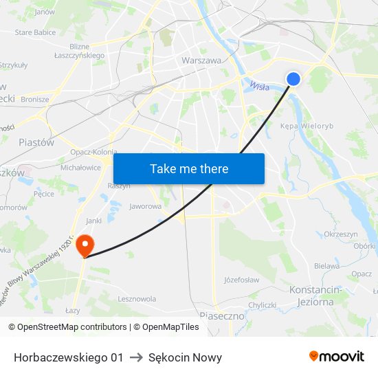 Horbaczewskiego 01 to Sękocin Nowy map