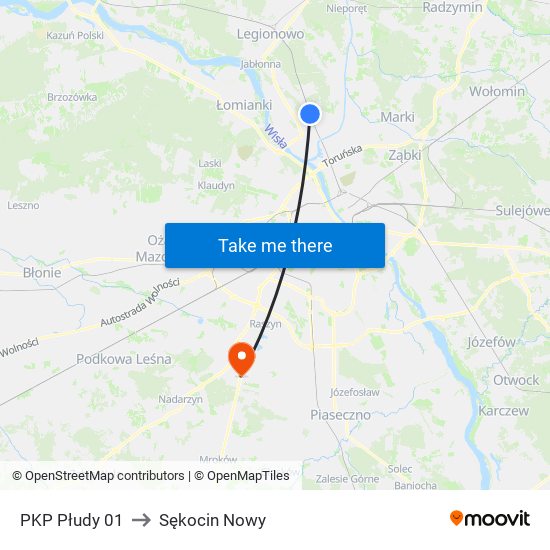 PKP Płudy 01 to Sękocin Nowy map