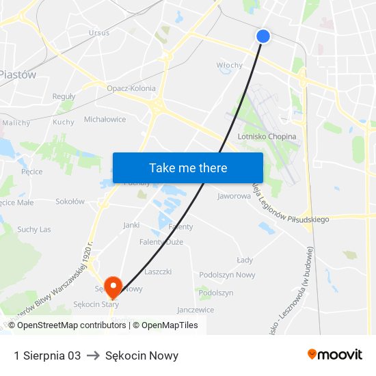 1 Sierpnia to Sękocin Nowy map