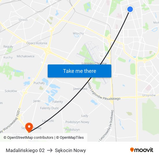 Madalińskiego 02 to Sękocin Nowy map