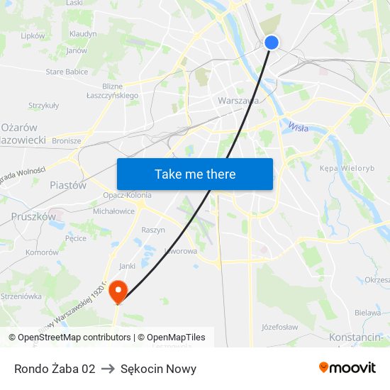 Rondo Żaba 02 to Sękocin Nowy map