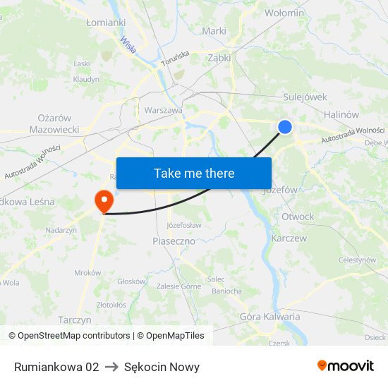 Rumiankowa 02 to Sękocin Nowy map