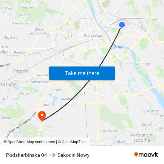 Podskarbińska 04 to Sękocin Nowy map