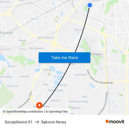 Szczęśliwice 01 to Sękocin Nowy map