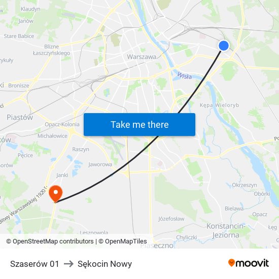 Szaserów 01 to Sękocin Nowy map