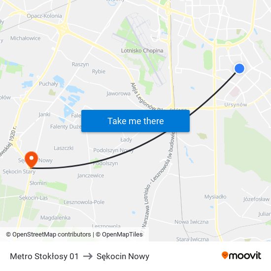 Metro Stokłosy 01 to Sękocin Nowy map