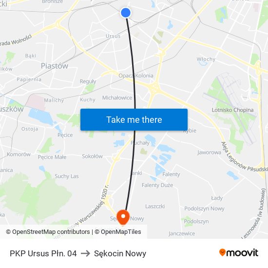 PKP Ursus Płn. 04 to Sękocin Nowy map