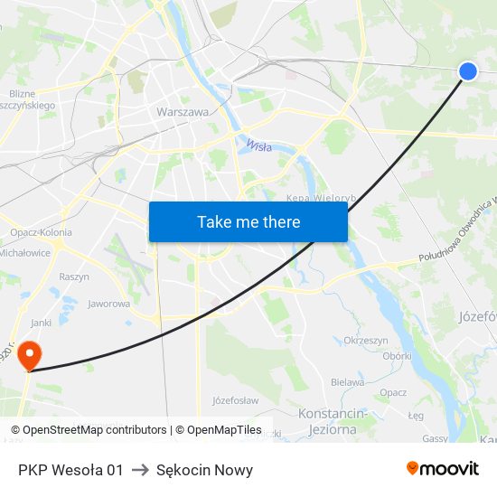 PKP Wesoła 01 to Sękocin Nowy map