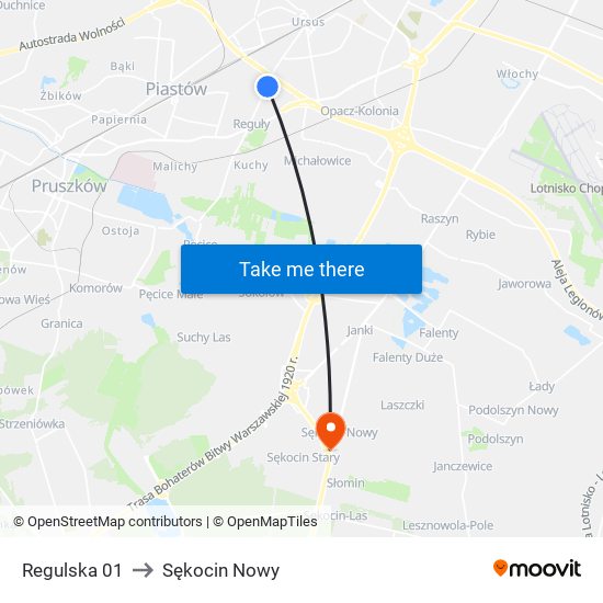 Regulska 01 to Sękocin Nowy map