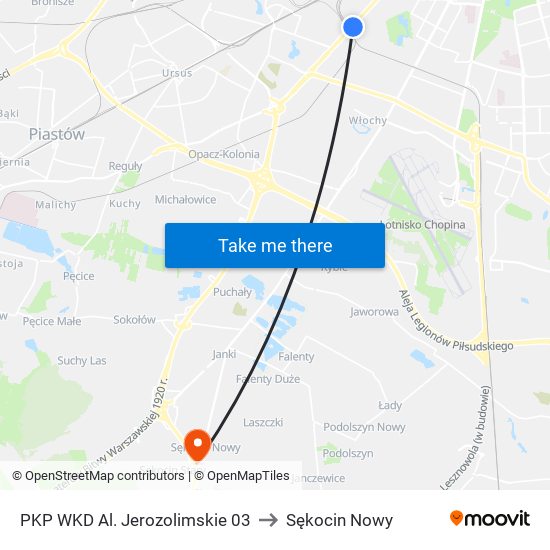 PKP WKD Al. Jerozolimskie 03 to Sękocin Nowy map