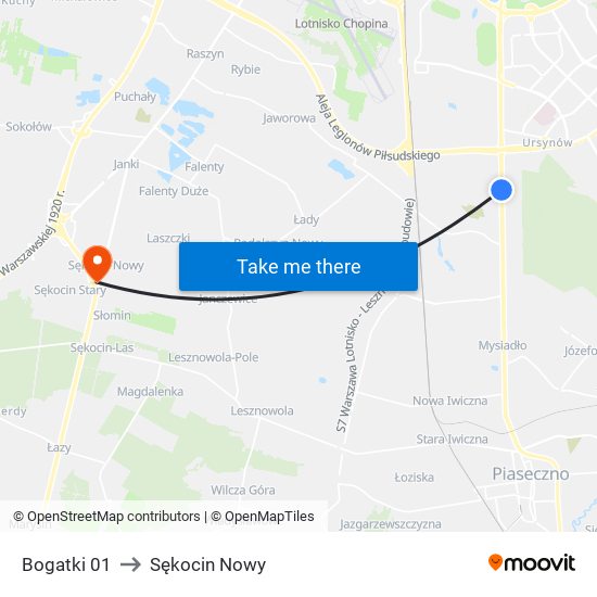 Bogatki 01 to Sękocin Nowy map