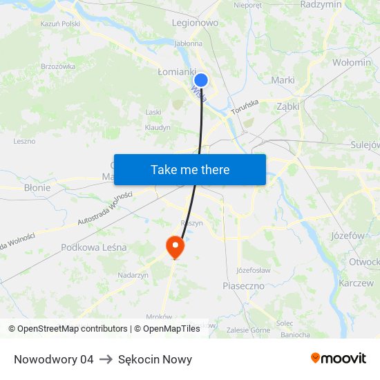 Nowodwory 04 to Sękocin Nowy map