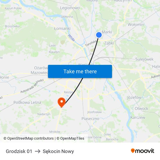 Grodzisk 01 to Sękocin Nowy map