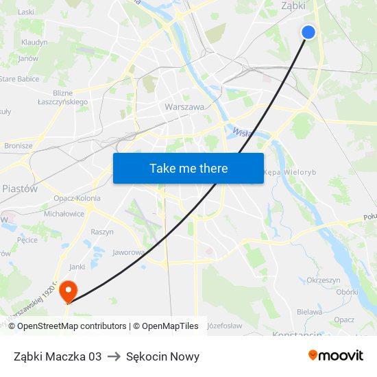 Ząbki Maczka 03 to Sękocin Nowy map