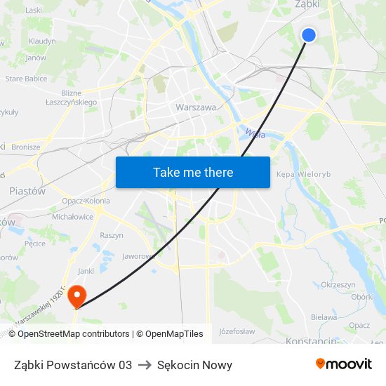 Ząbki Powstańców 03 to Sękocin Nowy map