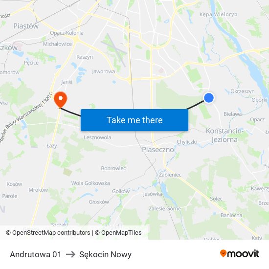 Andrutowa 01 to Sękocin Nowy map