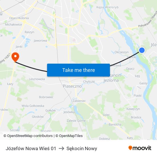 Józefów Nowa Wieś to Sękocin Nowy map