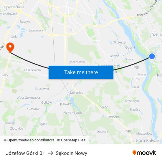 Józefów Górki 01 to Sękocin Nowy map