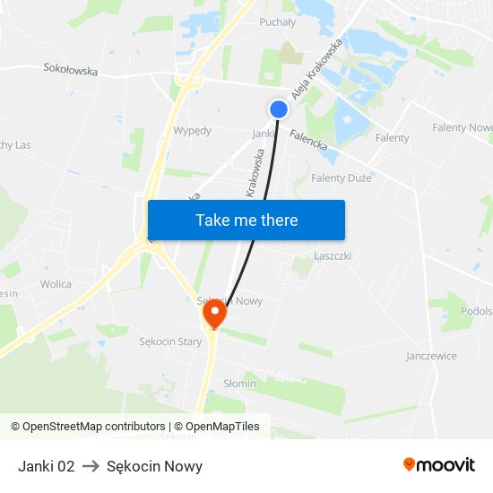 Janki to Sękocin Nowy map