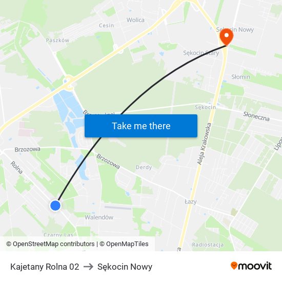 Kajetany Rolna 02 to Sękocin Nowy map