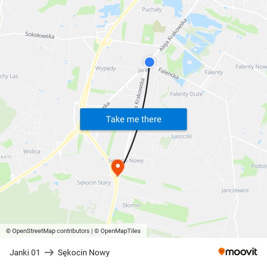 Janki 01 to Sękocin Nowy map