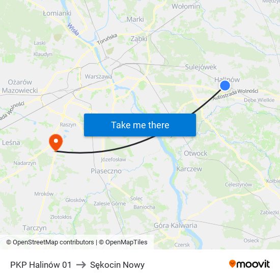 PKP Halinów to Sękocin Nowy map