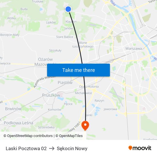 Laski Pocztowa 02 to Sękocin Nowy map