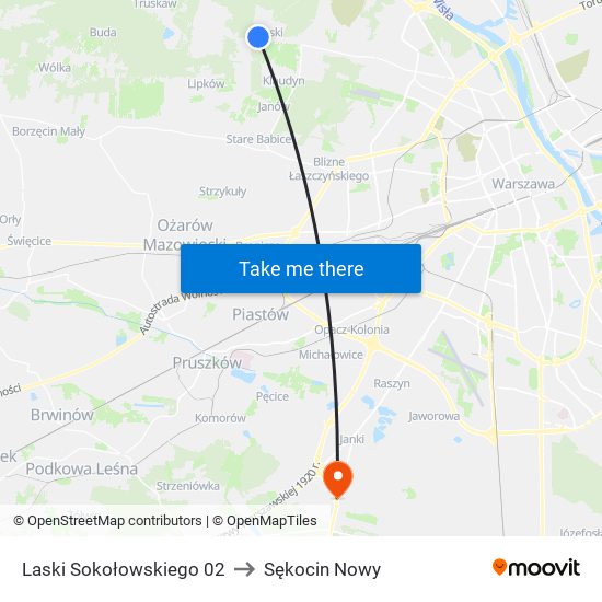 Laski Sokołowskiego to Sękocin Nowy map