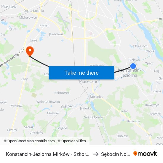 Konstancin-Jeziorna Mirków - Szkoła 02 to Sękocin Nowy map