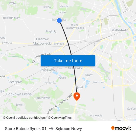 Stare Babice Rynek 01 to Sękocin Nowy map