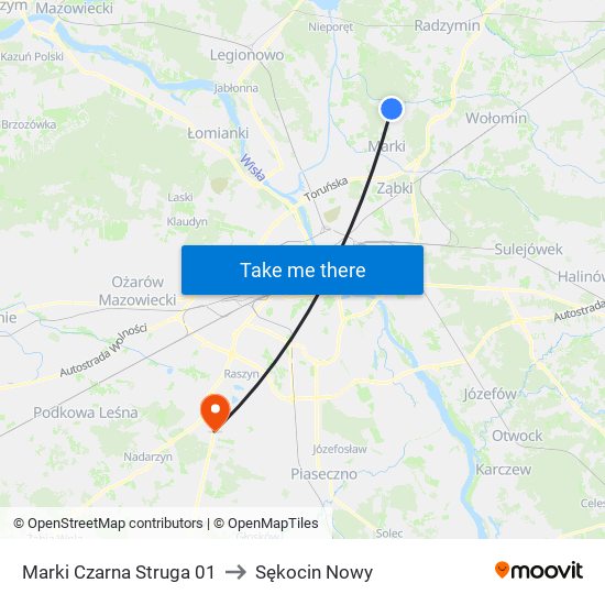 Marki Czarna Struga 01 to Sękocin Nowy map