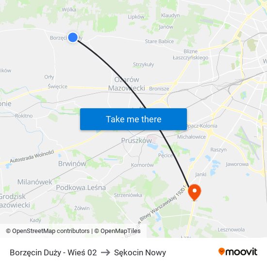 Borzęcin Duży - Wieś 02 to Sękocin Nowy map