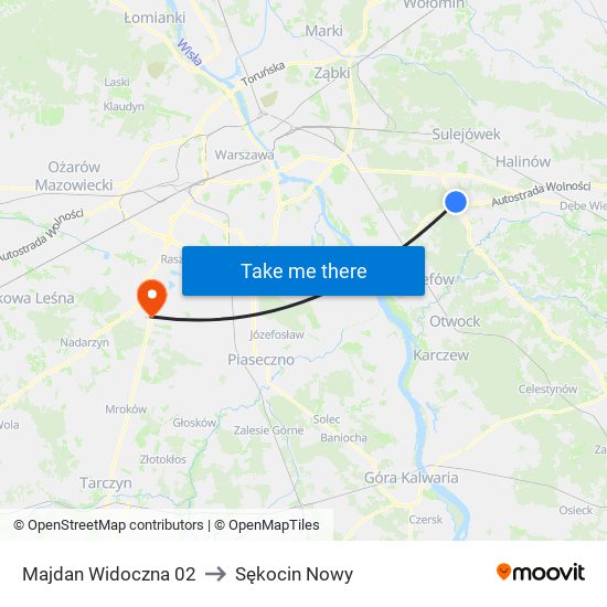 Majdan Widoczna 02 to Sękocin Nowy map