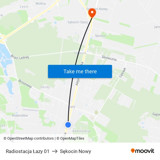 Radiostacja Łazy 01 to Sękocin Nowy map