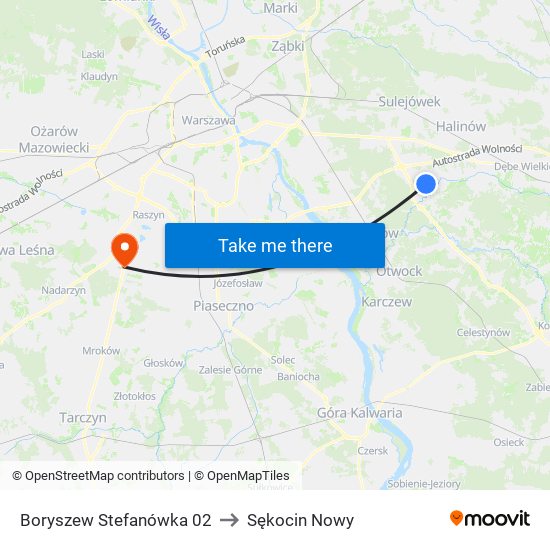 Boryszew Stefanówka 02 to Sękocin Nowy map