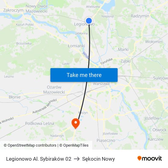 Legionowo Al. Sybiraków 02 to Sękocin Nowy map