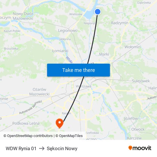 Białobrzegi Amw Rewita to Sękocin Nowy map