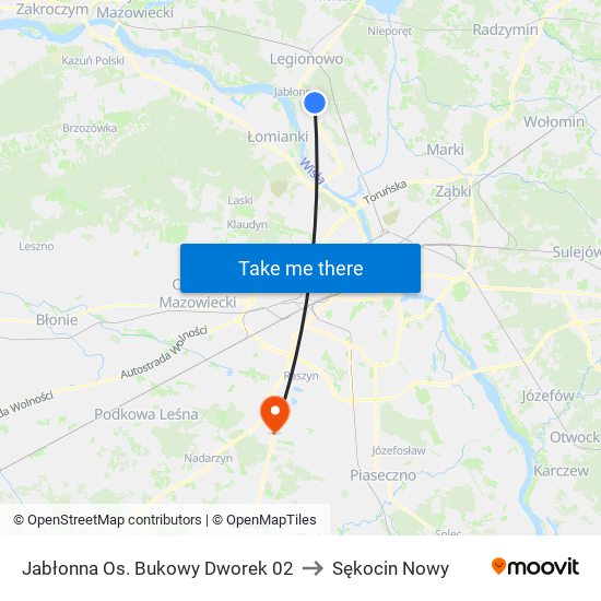 Jabłonna Os. Bukowy Dworek 02 to Sękocin Nowy map