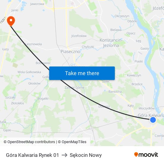 Góra Kalwaria Rynek 01 to Sękocin Nowy map