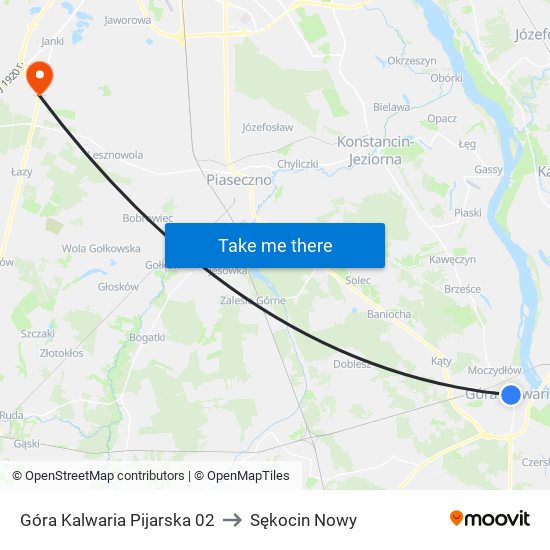 Góra Kalwaria Pijarska to Sękocin Nowy map